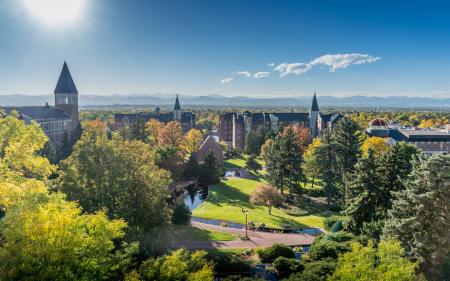 sunny scenic overview of campus